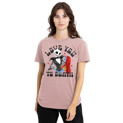 Front - Nightmare Before Christmas Unisex Adult Love You To Death Jack Sally T-Shirt