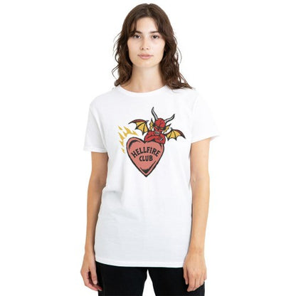 Front - Stranger Things 4 Unisex Adult Hellfire Club Heart T-Shirt