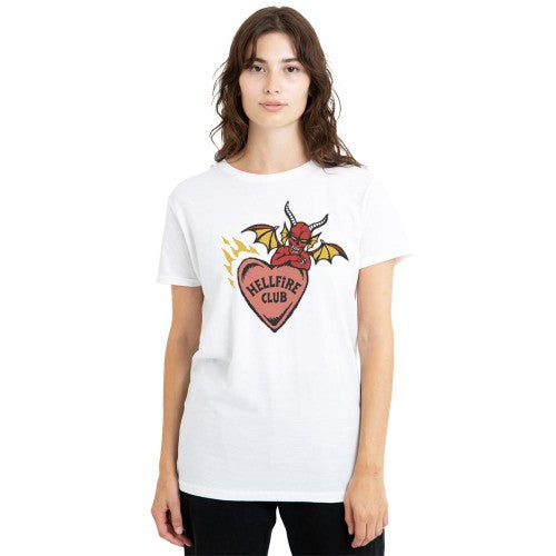 Front - Stranger Things 4 Unisex Adult Hellfire Club Heart T-Shirt