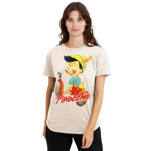 Front - Pinocchio Unisex Adult Watercolour T-Shirt