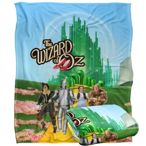 Front - The Wizard Of Oz Emerald CIty Group Shot Blanket