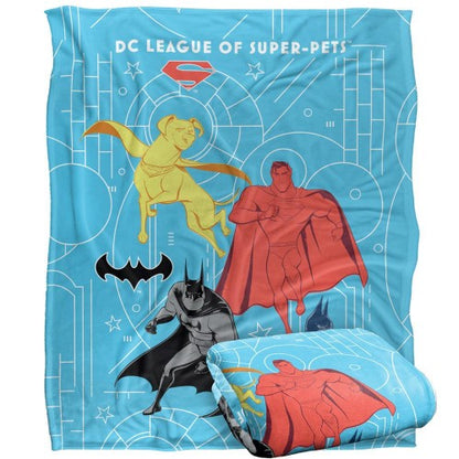 Front - DC Comics League Of Super Pets Group Shot Blanket