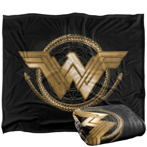 Front - Wonder Woman Gold Logo Blanket