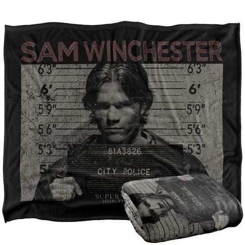 Front - Supernatural Mugshot Sam Winchester Blanket