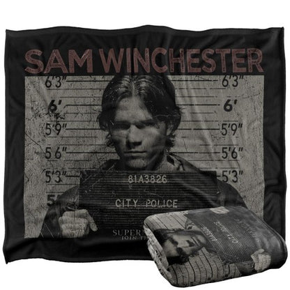 Front - Supernatural Mugshot Sam Winchester Blanket