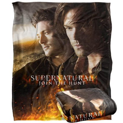 Front - Supernatural Join The Hunt Flames Blanket