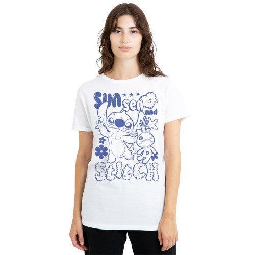 Front - Lilo & Stitch Womens/Ladies Sun Sea Stitch Classic T-Shirt