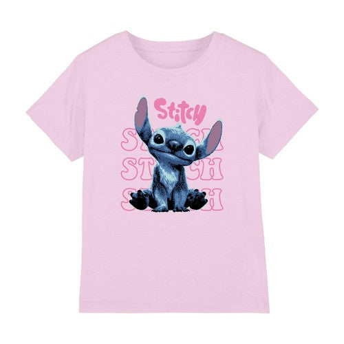 Front - Lilo & Stitch Girls Cute As Can Be Stitch Action Pose T-Shirt