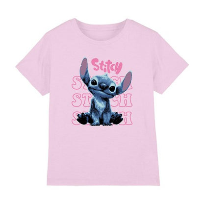Front - Lilo & Stitch Girls Cute As Can Be Stitch Action Pose T-Shirt