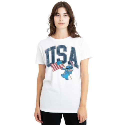 Front - Lilo & Stitch Womens/Ladies USA T-Shirt