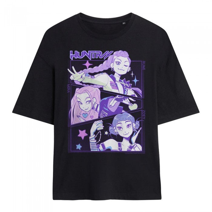 Front - K-Pop Demon Hunters Womens/Ladies Huntr/X Anime Oversized T-Shirt