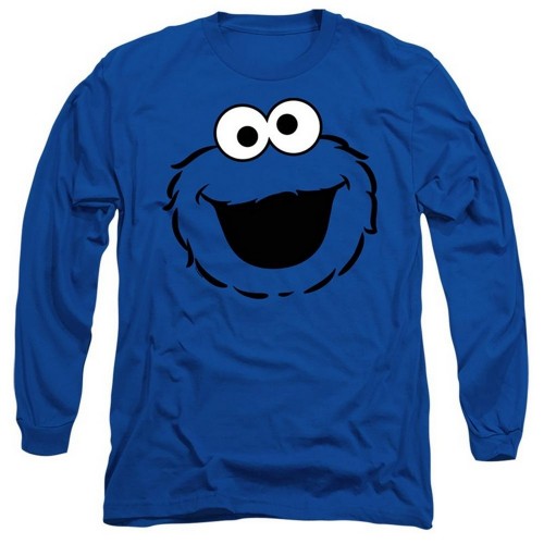 Front - Sesame Street Mens Cookie Monster Face Long-Sleeved T-Shirt