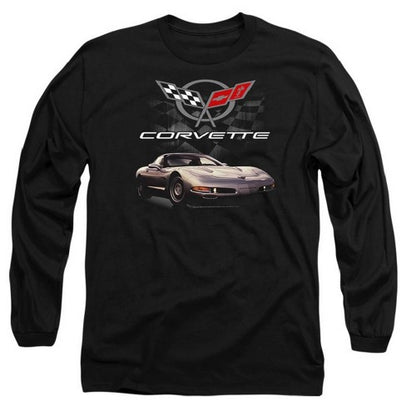 Front - Chevrolet Mens Checkered Long-Sleeved T-Shirt