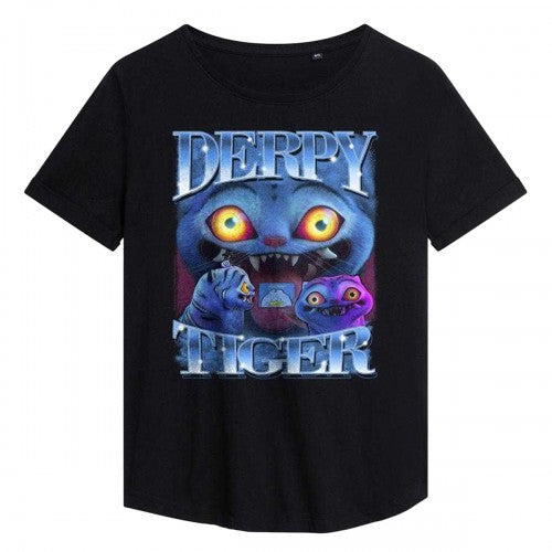 Front - K-Pop Demon Hunters Womens/Ladies Derpy Tiger Bootleg T-Shirt