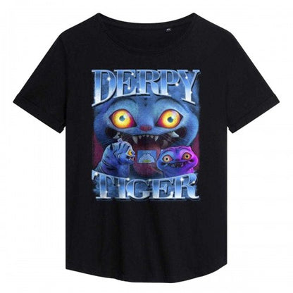 Front - K-Pop Demon Hunters Womens/Ladies Derpy Tiger Bootleg T-Shirt