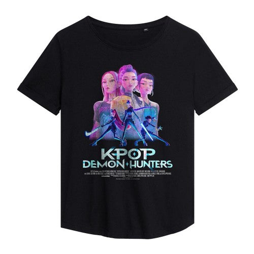 Front - K-Pop Demon Hunters Womens/Ladies Huntr/X Poster T-Shirt