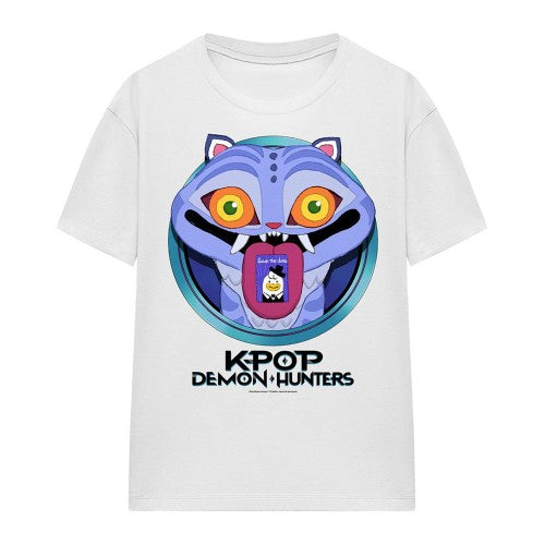 Front - K-Pop Demon Hunters Womens/Ladies Save The Date Derpy Tiger Cartoon T-Shirt