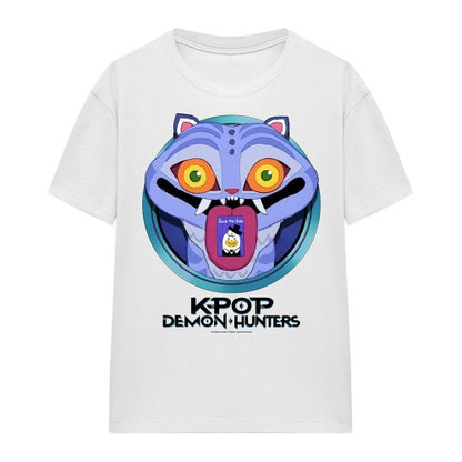 Front - K-Pop Demon Hunters Womens/Ladies Save The Date Derpy Tiger Cartoon T-Shirt