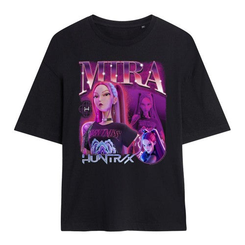 Front - K-Pop Demon Hunters Womens/Ladies Huntr/X Mira Bootleg Oversized T-Shirt