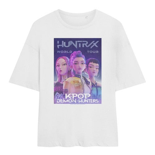 Front - K-Pop Demon Hunters Womens/Ladies Huntrix Huntr/X World Tour Huntr/X Oversized T-Shirt