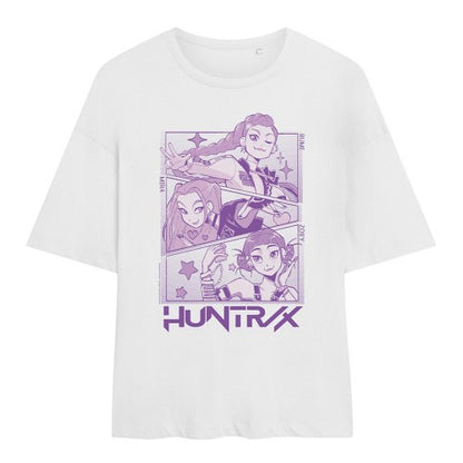 Front - K-Pop Demon Hunters Womens/Ladies Huntr/X Manga Panelled Oversized T-Shirt