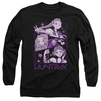 Black-Black - Front - K-Pop Demon Hunters Unisex Adult Huntr-X Panel Long-Sleeved T-Shirt