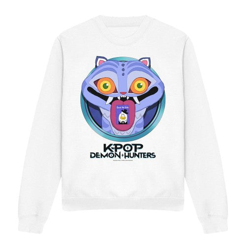 Front - K-Pop Demon Hunters Unisex Adult Save The Date Derpy Tiger Cartoon Sweatshirt