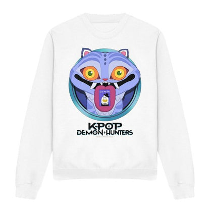 Front - K-Pop Demon Hunters Unisex Adult Save The Date Derpy Tiger Cartoon Sweatshirt