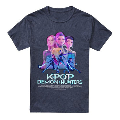 Front - K-Pop Demon Hunters Unisex Adult Huntr/X Poster Heather T-Shirt