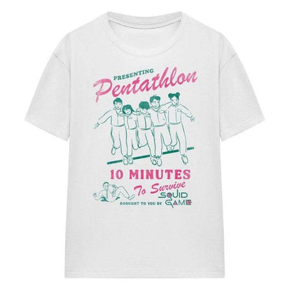 Front - Squid Game Womens/Ladies Pentathlon Race Comic T-Shirt