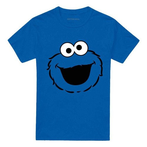 Front - Sesame Street Unisex Adult Cookie Monster Face T-Shirt