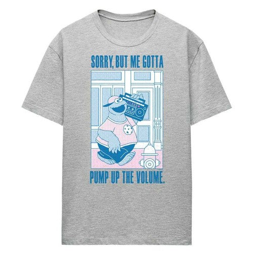 Front - Sesame Street Womens/Ladies Pump Up The Volume Cookie Monster Heather T-Shirt