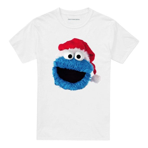 Front - Sesame Street Unisex Adult Cookie Monster Santa Hat T-Shirt