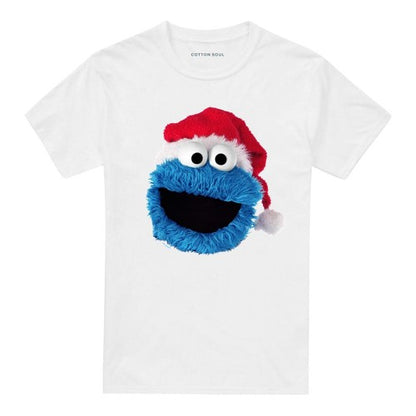 Front - Sesame Street Unisex Adult Cookie Monster Santa Hat T-Shirt