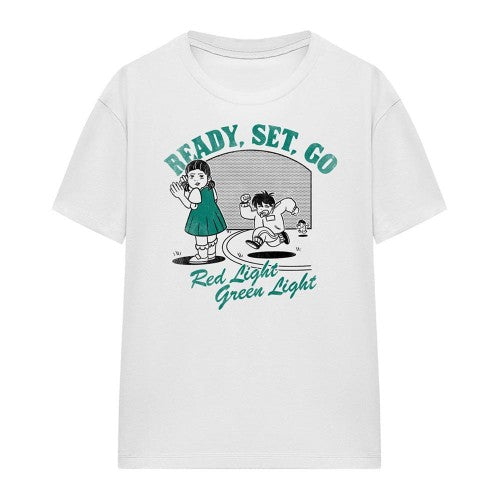 Front - Squid Game Womens/Ladies Red Light Green Light Fakeaway T-Shirt