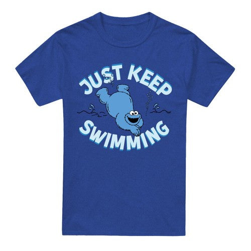 Front - Sesame Street Unisex Adult Just Keep Jumping Cookie Monster T-Shirt