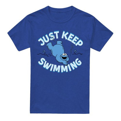 Front - Sesame Street Unisex Adult Just Keep Jumping Cookie Monster T-Shirt