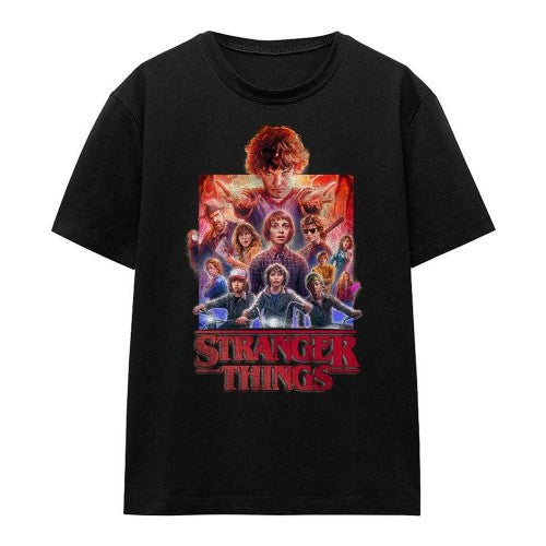 Front - Stranger Things Womens/Ladies Group Poster T-Shirt