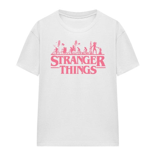 Front - Stranger Things Womens/Ladies Silhouette Bike Logo T-Shirt