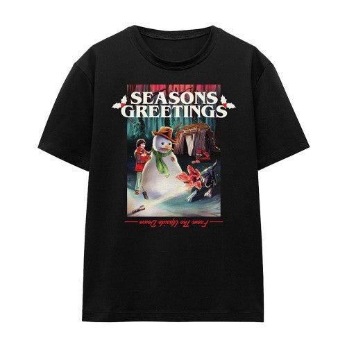 Front - Stranger Things Womens/Ladies Seasons Greetings Snowman T-Shirt