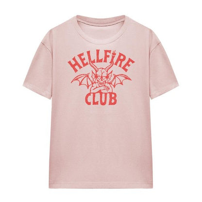Front - Stranger Things Womens/Ladies Hellfire Club Tonal Logo T-Shirt