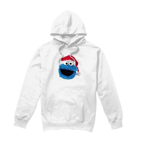 Front - Sesame Street Unisex Adult Cookie Monster Santa Hat Long-Sleeved Hoodie