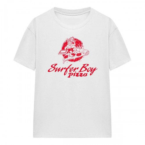 Front - Stranger Things Womens/Ladies Surfer Boy Pizza T-Shirt