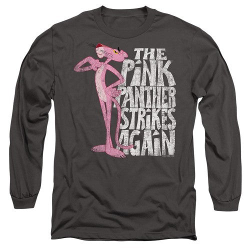 Front - Pink Panther Unisex Adult Strikes Again Long-Sleeved T-Shirt