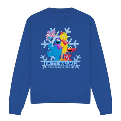 Front - Sesame Street Unisex Adult Happy Holidays Characters Sweatshirt