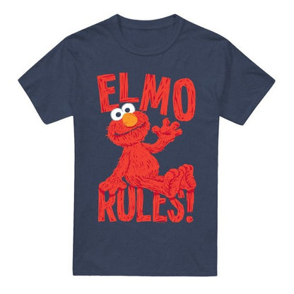 Front - Sesame Street Unisex Adult Rules Elmo Heather T-Shirt
