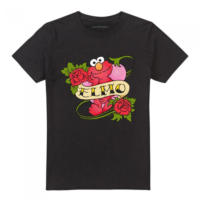 Front - Sesame Street Unisex Adult Elmo Tattoo T-Shirt