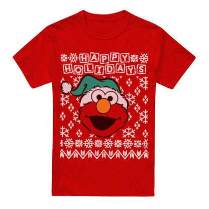 Front - Sesame Street Unisex Adult Ugly Elmo Christmas T-Shirt