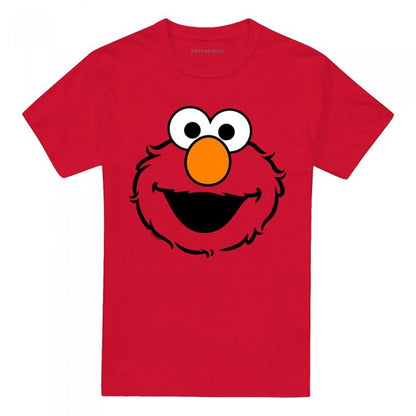 Front - Sesame Street Unisex Adult Elmo Face Ringspun Cotton T-Shirt
