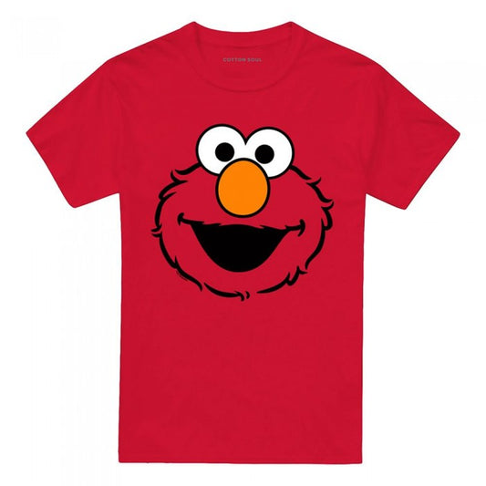 Front - Sesame Street Unisex Adult Elmo Face Ringspun Cotton T-Shirt